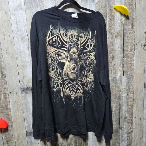 Buckwear Black Large Graphic Deer LS Tee - Picture 1 of 6